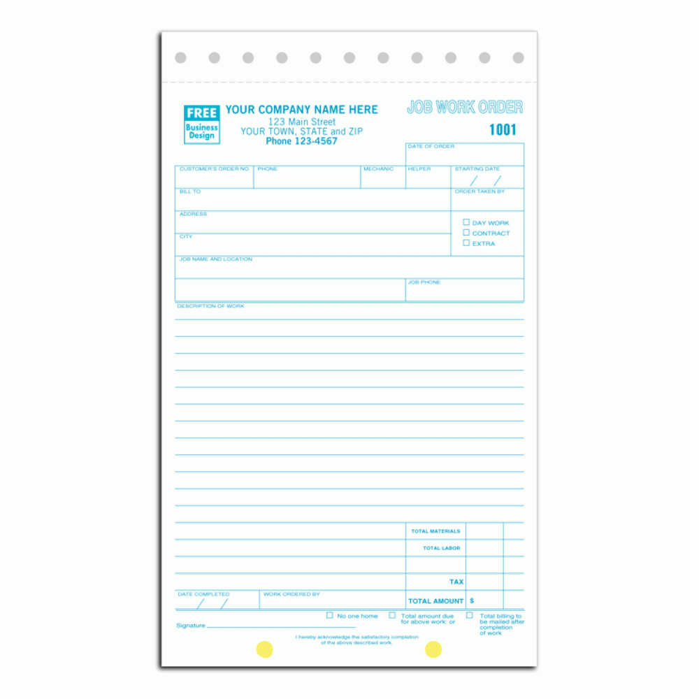 Carbonless Job Work Order Forms 