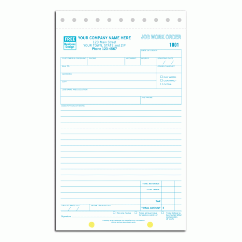 Carbonless Job Work Order Forms