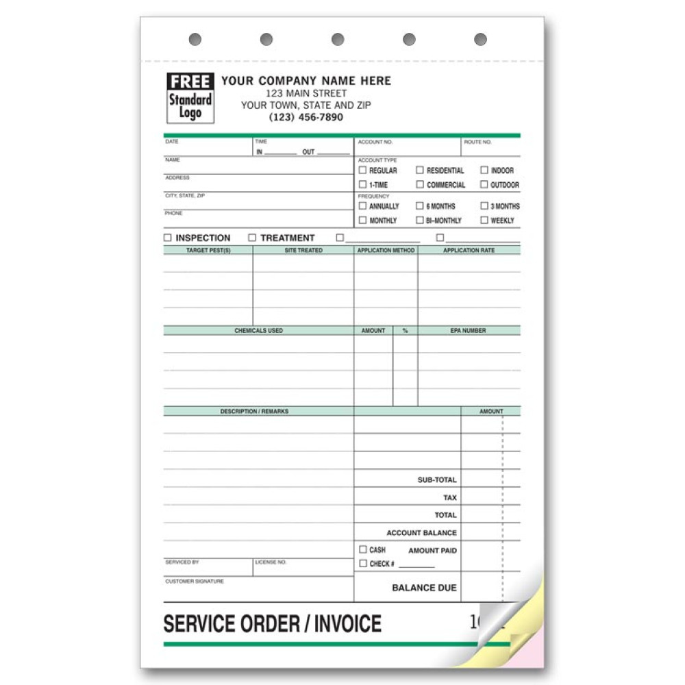 Custom Preprinted Pest Control Forms 