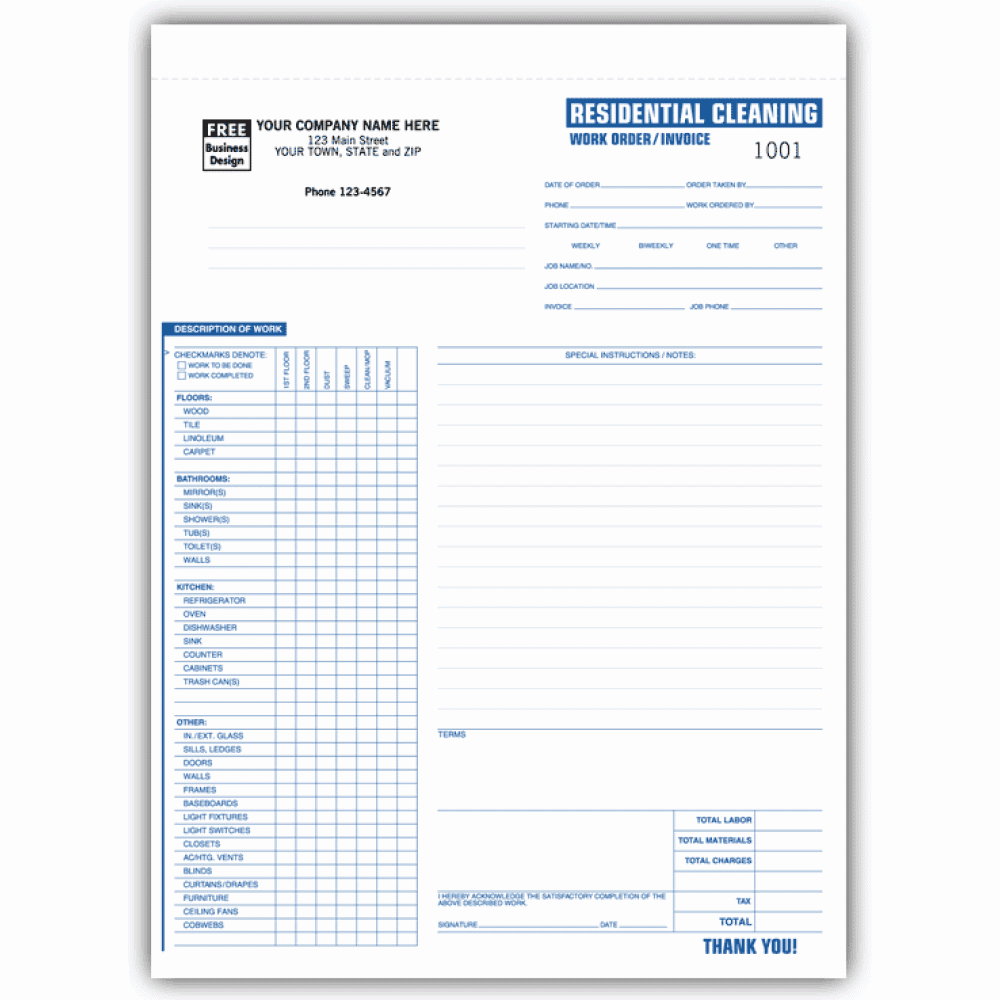 Residential Cleaning Invoice Forms 