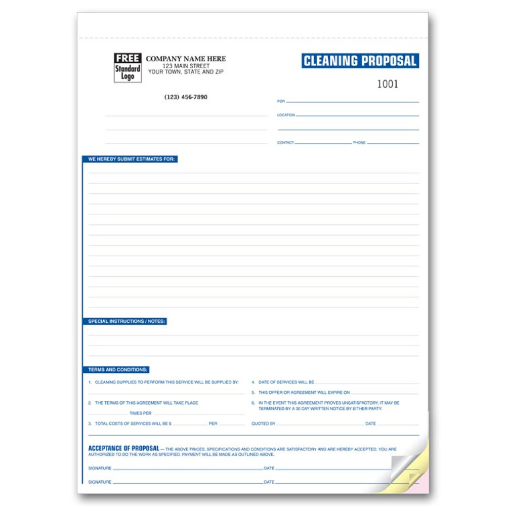 General Cleaning Proposal Forms 