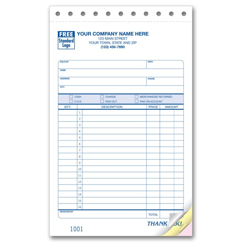 Sales Receipt with Consecutive Numbering 