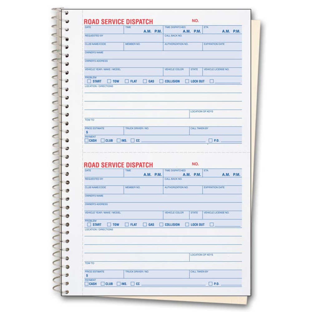 Road Service Dispatch Forms - Booked 