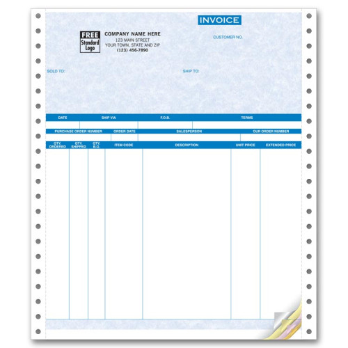 Colored Continuous Carbonless Invoices 