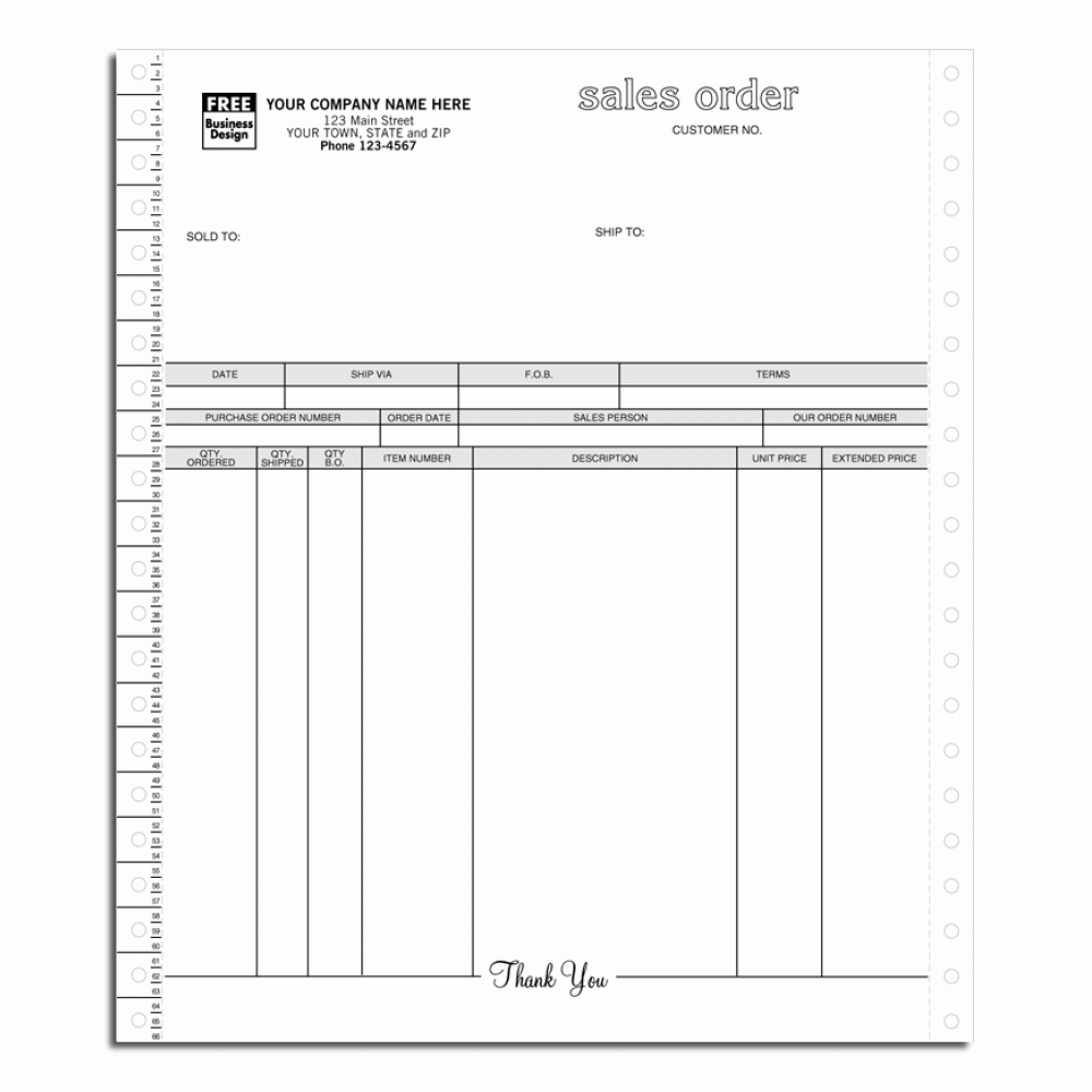 Continuous Sales Order Form 