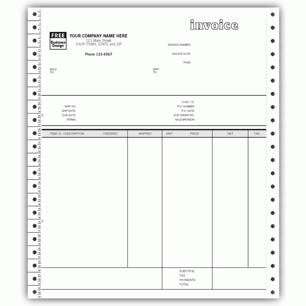 General Continuous Invoice for Peachtree 