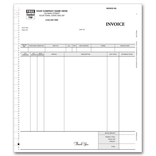 General Continuous Invoice, 3-Part 