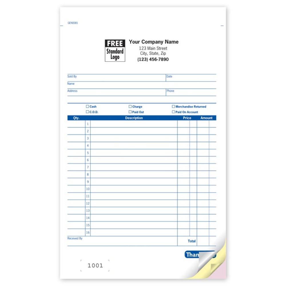 General Large Sales Slips 