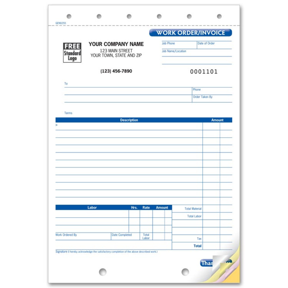 Carbonless Work Order Business Forms 