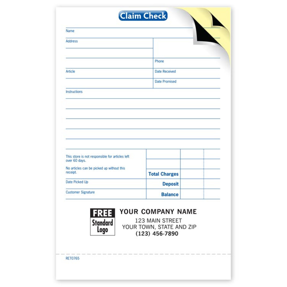 Jewelry Repair Order Form-cum-Envelope 