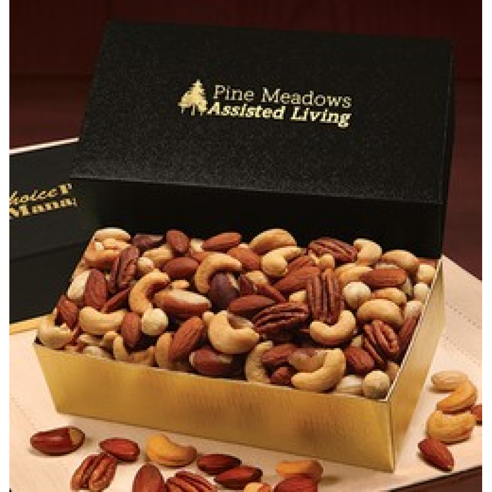 Gold & Black Gift Boxes with Deluxe Mixed Nuts 