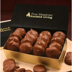 Gold & Black Gift Boxes with Pecan Turtles