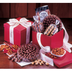 Red Gift Boxes with Holiday Treasures