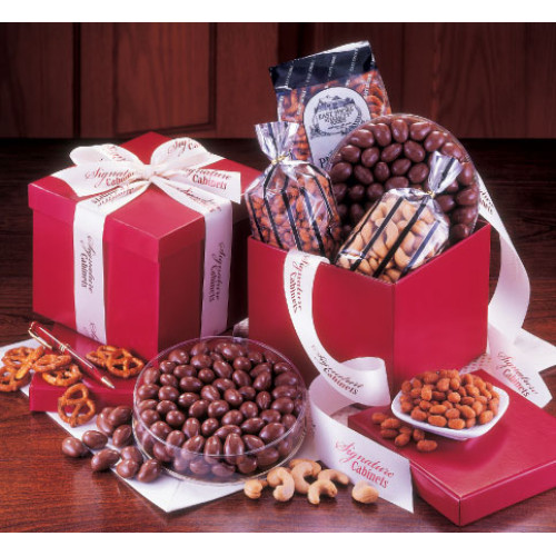 Red Gift Boxes with Holiday Treasures 