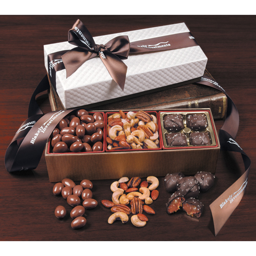 White Pillow-Top Gift Boxes with Tempting Delights 