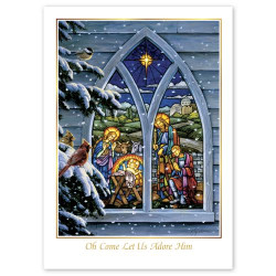 Stained Glass Nativity Christmas Cards