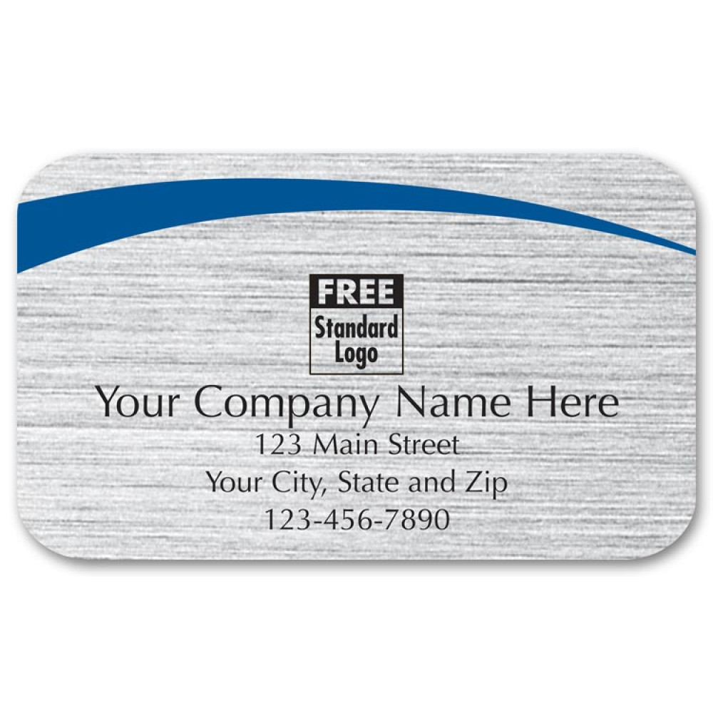 Rectangular Brushed Silver Advertising Label 