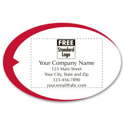 White with Red Swish Marketing Labels