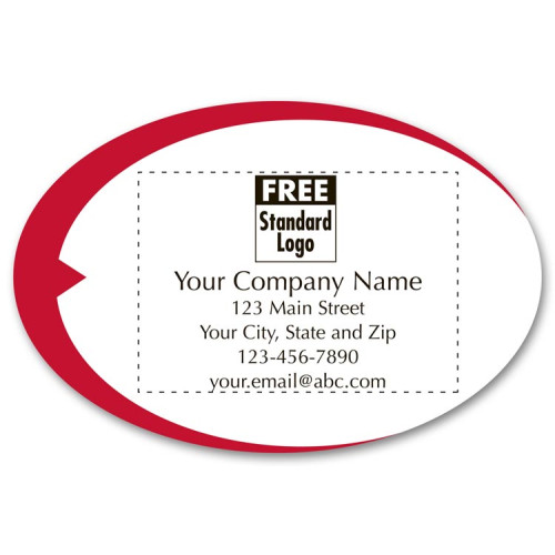 White with Red Swish Marketing Labels 