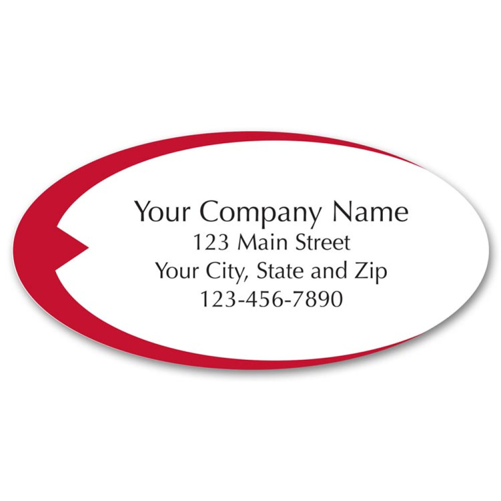 Preprinted Poly Labels with Red Swish Design 