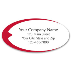 Preprinted Poly Labels with Red Swish Design