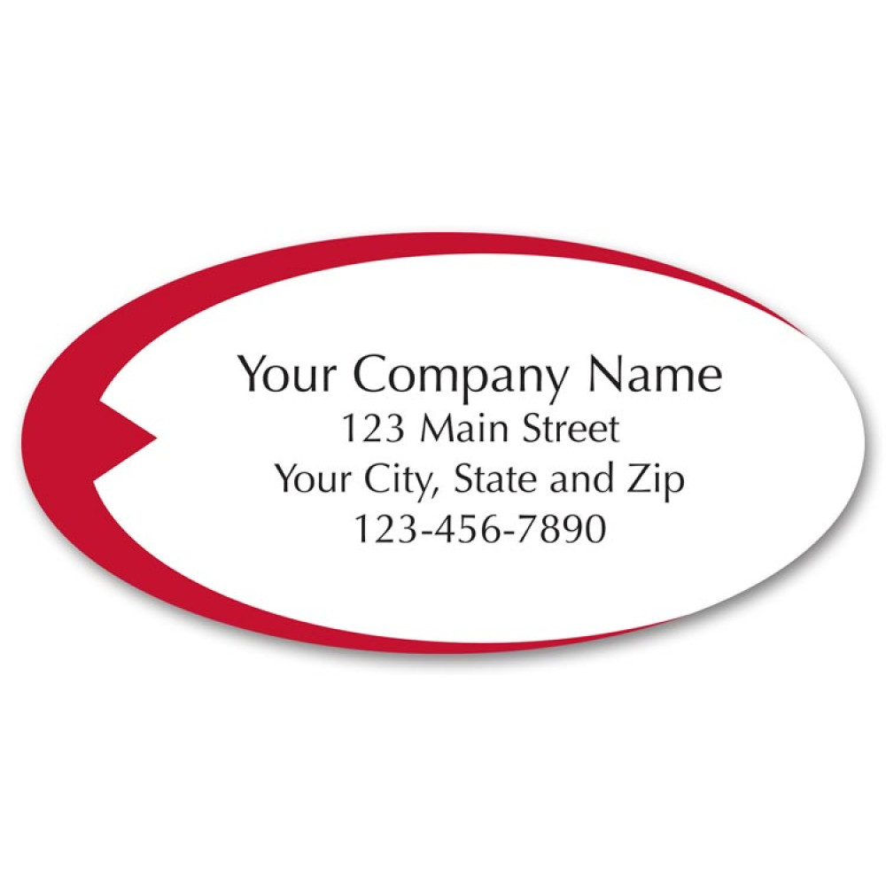 White with Red Swish Advertising Labels 