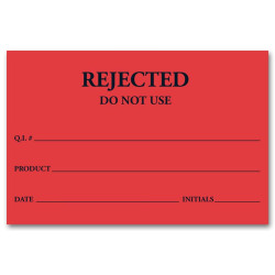 Red Rejected Product Label Tags