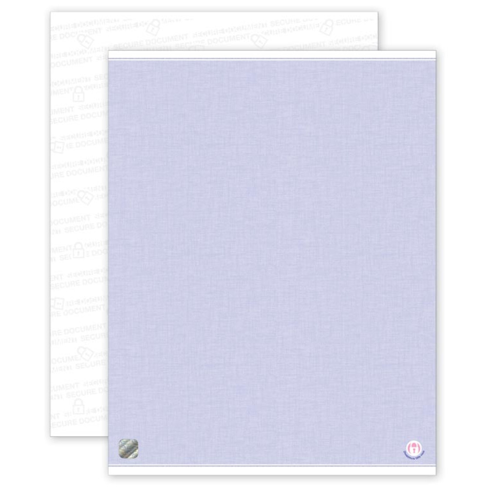 High Security Paper Blue, Blank Sheets  