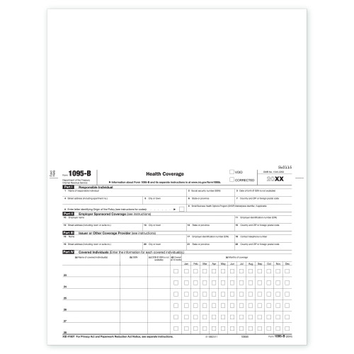 Bulk Laser 1095-B ACA Health Coverage 