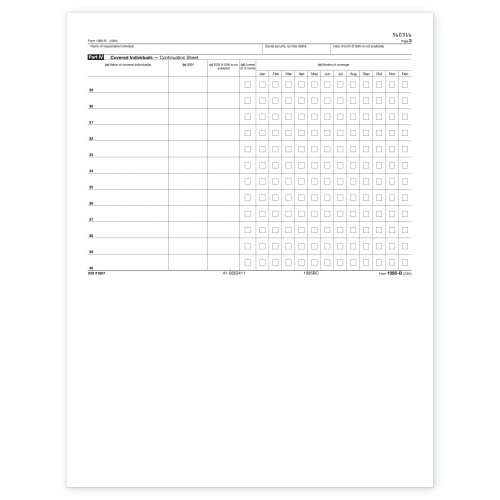 Laser 1095-B ACA Continuation Sheet, Employee Copy 