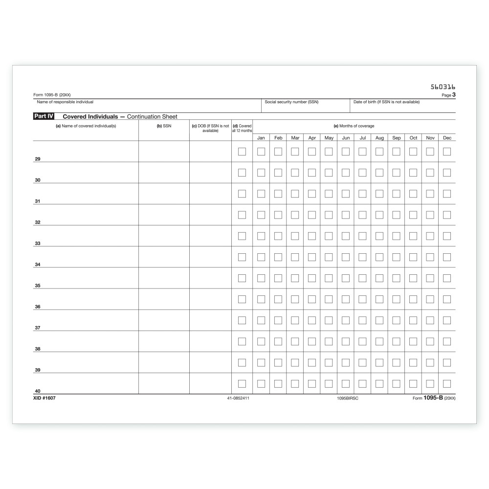 Laser 1095B ACA IRS Copy Continuation Sheet 