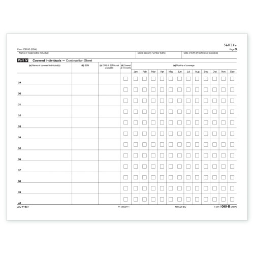 Laser 1095B ACA IRS Copy Continuation Sheet 