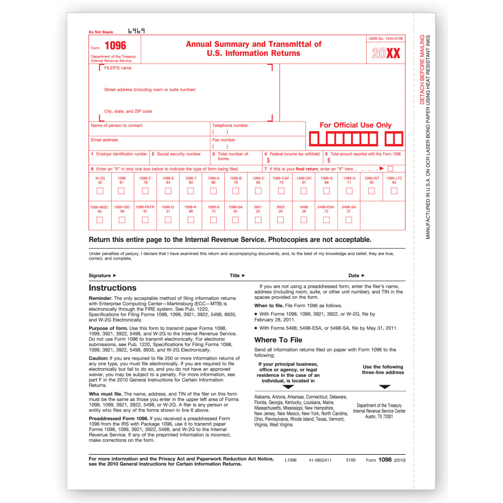 Laser 1096 Transmittal Form 