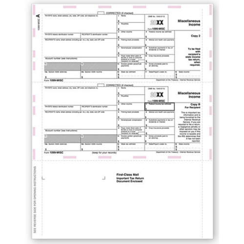 Laser 1099 MISC Income, Pressure Seal 