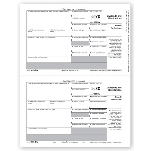 Laser 1099 DIV Income, Recipient Copy B 