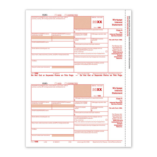 Laser 1098 Mortgage Interest, Federal Copy A, Bulk 