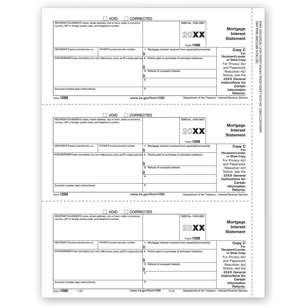 Laser 1098 Mortgage Interest, Lender or State Copy C 