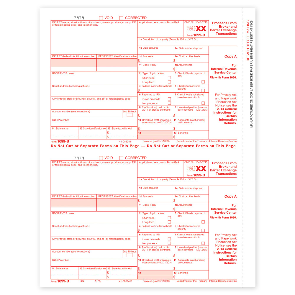 Laser 1099 B, Federal Copy A 