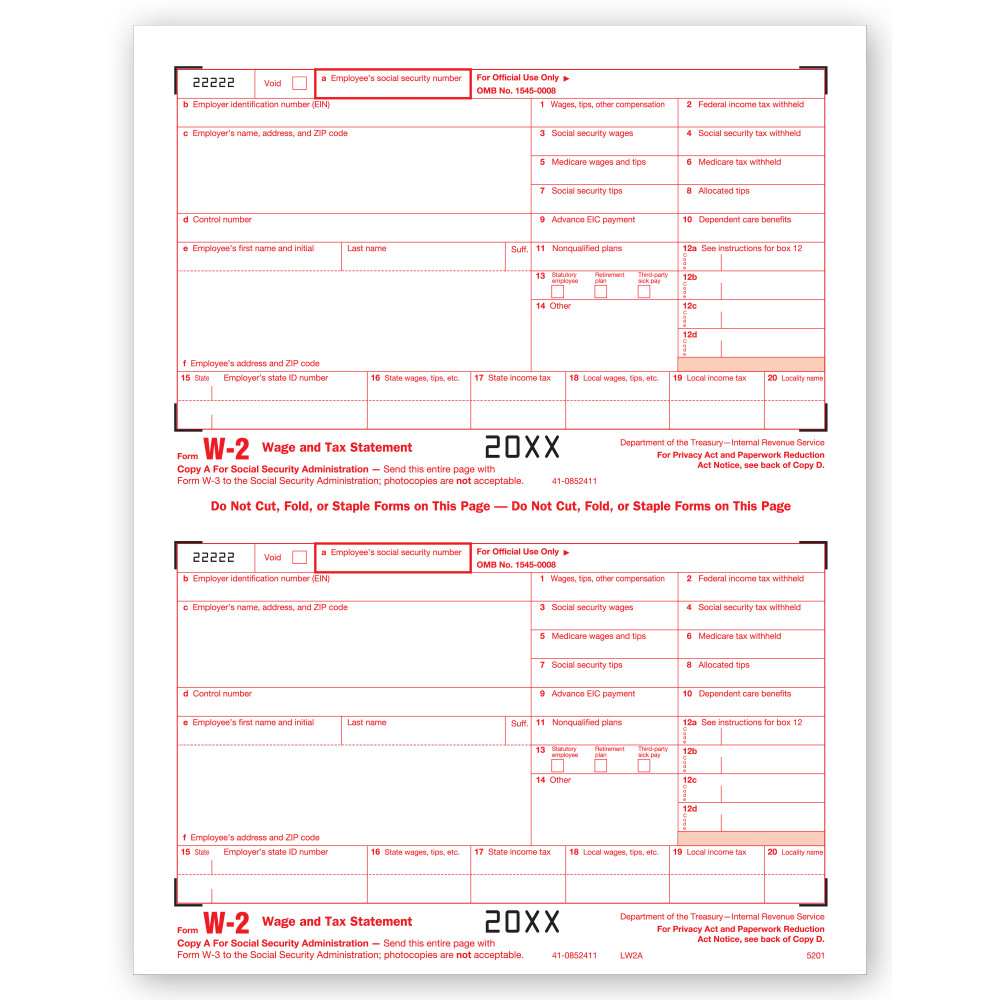 Laser W 2, Federal Copy A 