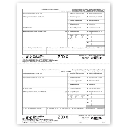 Laser W 2, Employee Copy 2/Copy C 