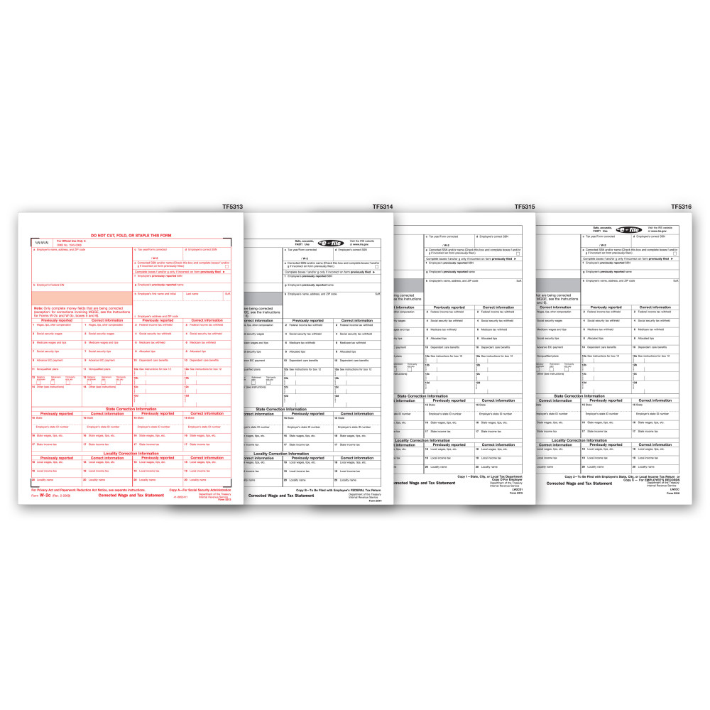 Laser W 2C Corrected Wage & Tax Statement Set, 4 part 