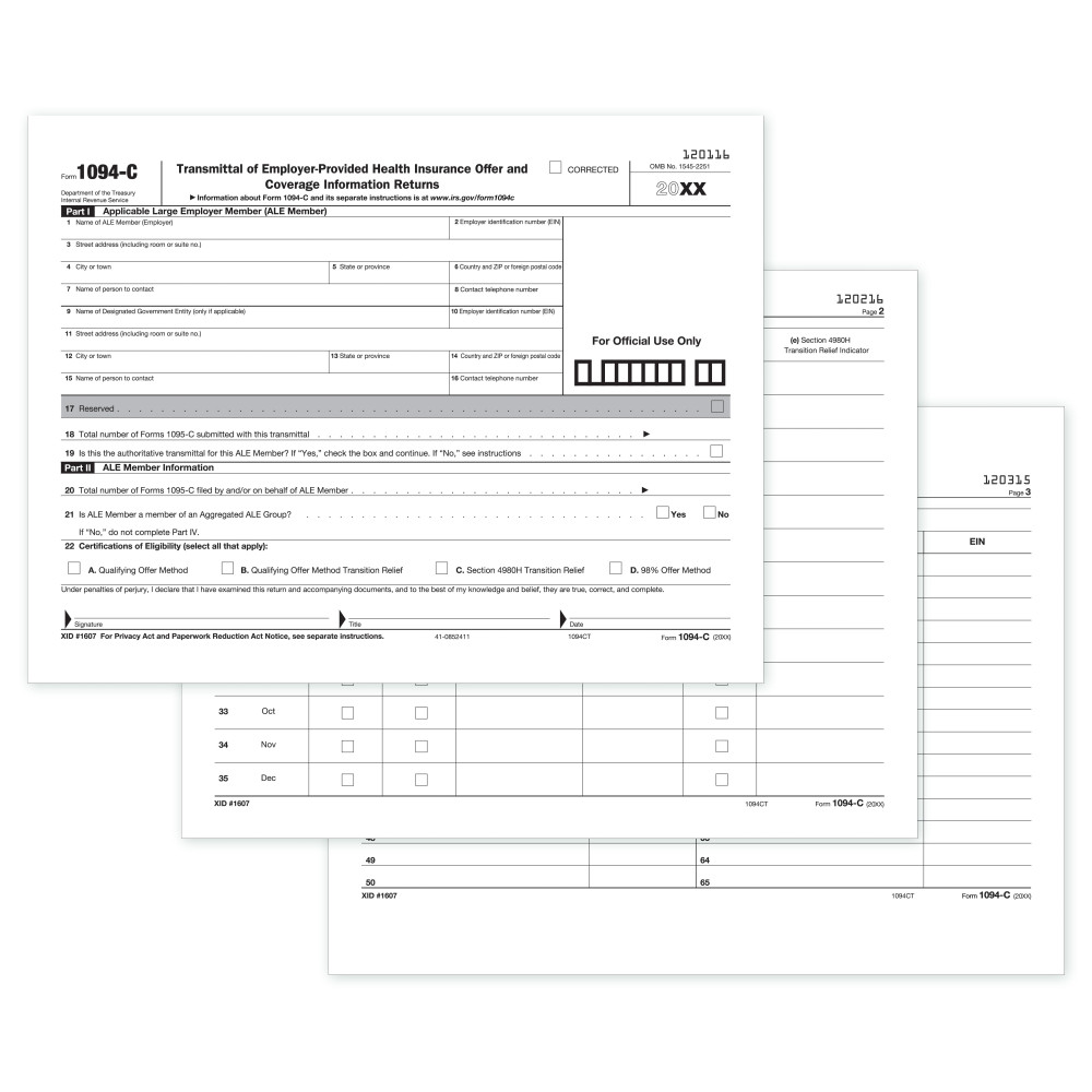 Laser 1094-C Transmittal Employer Provded Health Ins 