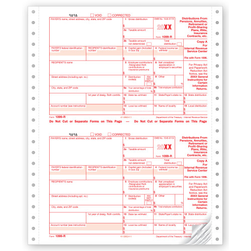 Continuous 1099 R, Carbonless, Dated 