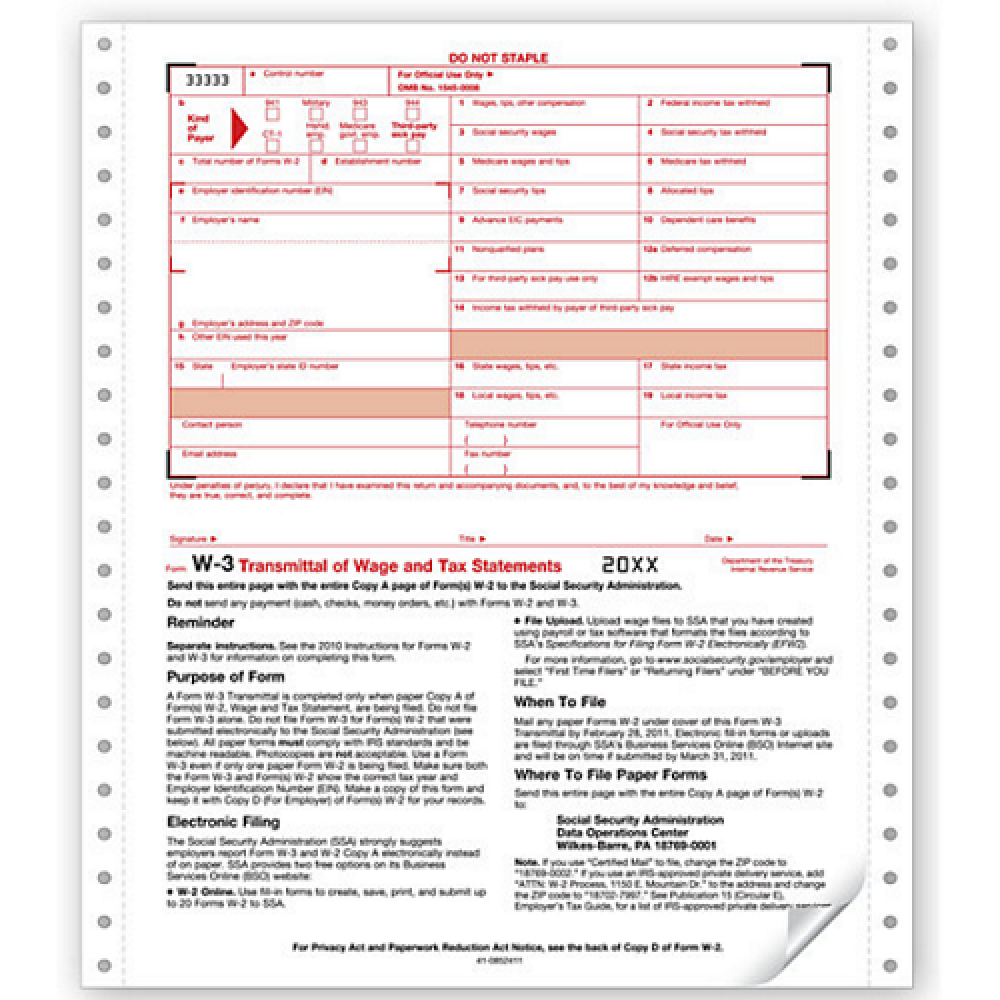 Continuous W 3 Transmittal, 2 part 