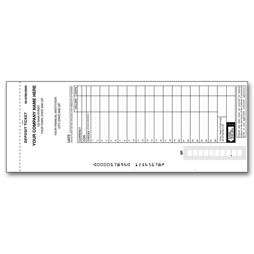  Loose Deposit Tickets - Max. Entry (200034) - Deposit Slips  - Business Checks  