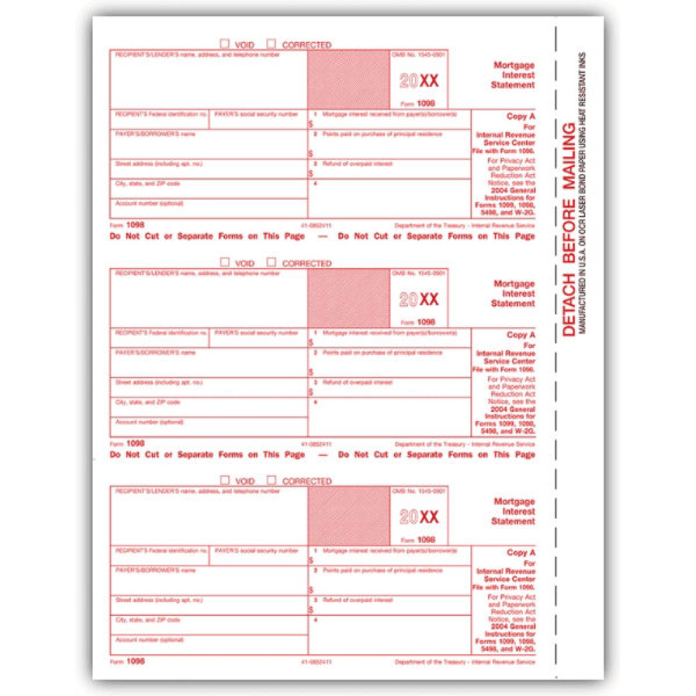 Laser 1098 Mortgage Interest, Federal Copy A 