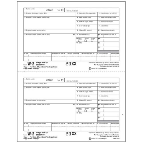 Laser W 2, Employer Copy 1/Copy D 