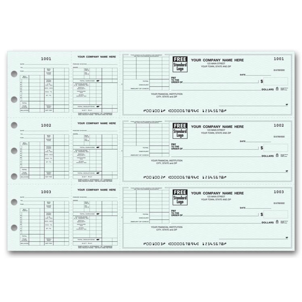  3-To-A-Page Payroll Voucher Checks (53228N) - 3-To-A-Page Checks  - Business Checks  