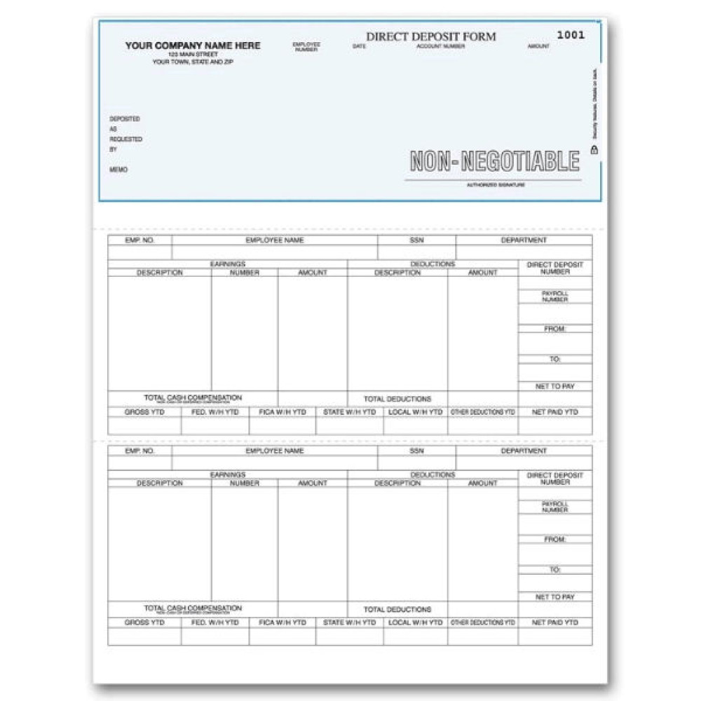  Laser Direct Deposit Form - Deposit Slips  - Business Checks  