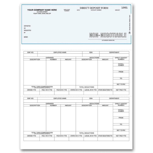  Laser Direct Deposit Form - Deposit Slips  - Business Checks  